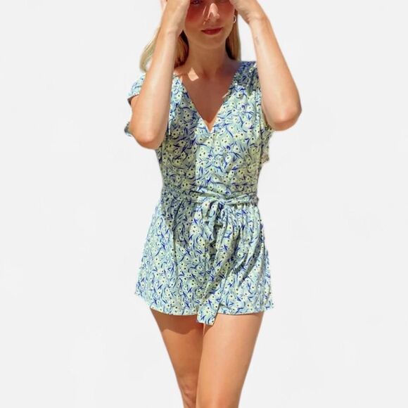 Urban Outfitters Billie Micro Floral Wrap Romper – Soft Grunge Mini, Size Small - Picture 3 of 6